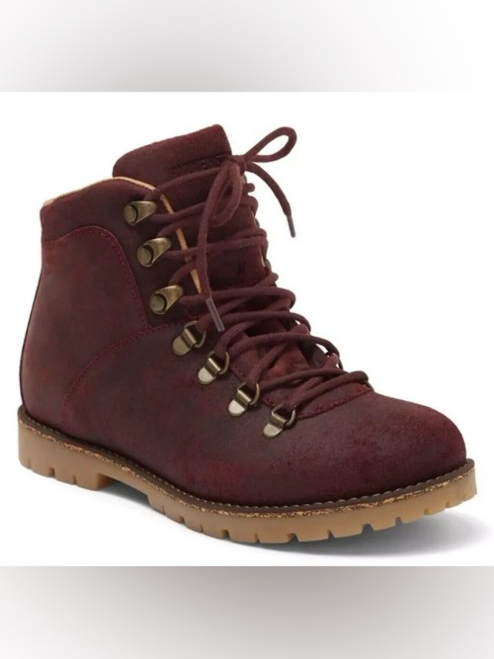 Birkenstock Jackson Burgundy Lace-Up Hiking Ankle Boots
